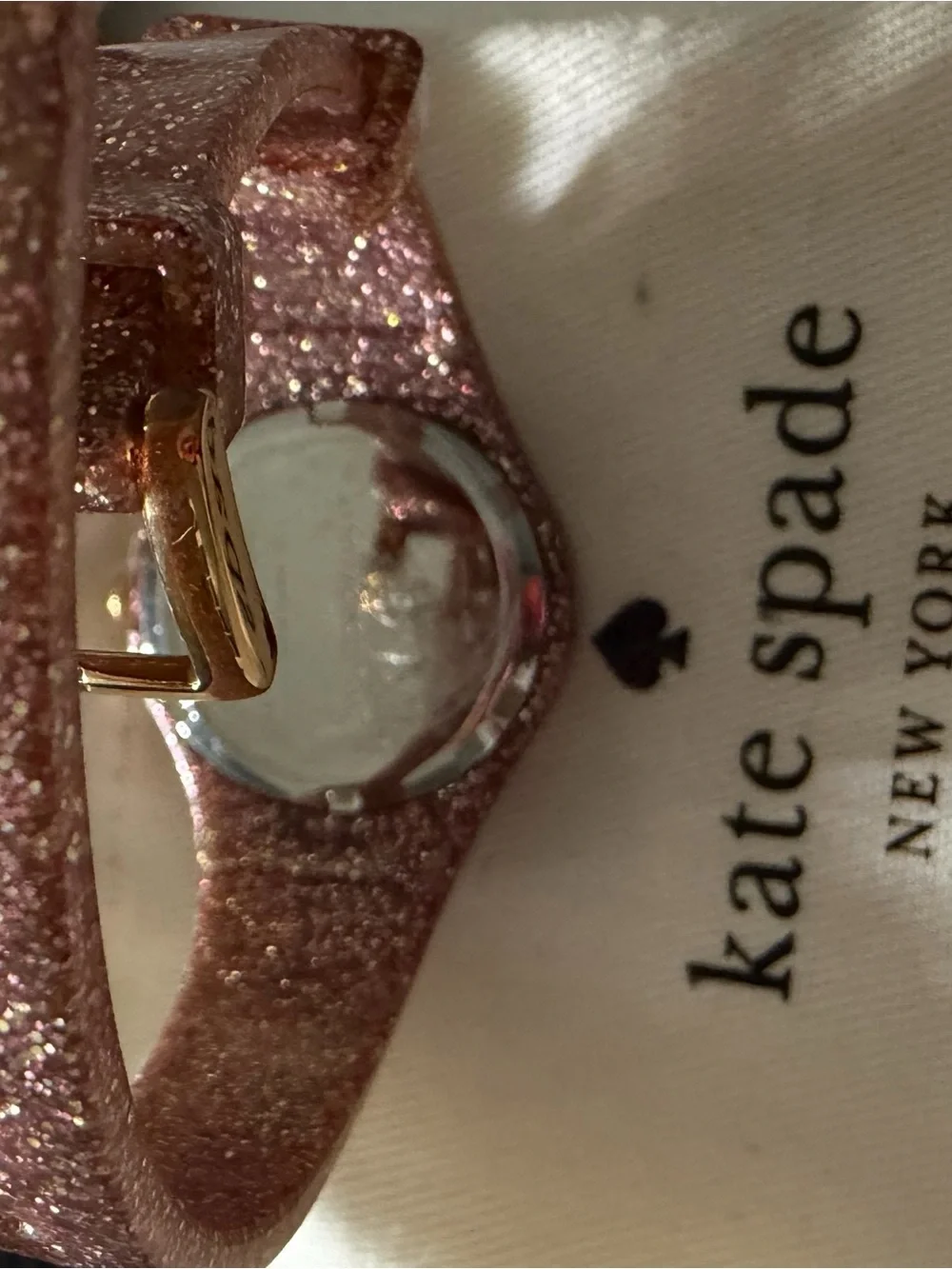 Kate Spade Rose-Tone Glitter Band Watch with Cream Dial